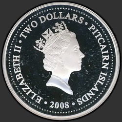 аверс 2 dollars 2008 "Корабль Баунти"