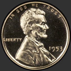 аверс 1¢ (penny) 1953 "USA - 1 Cent / 1953 - Důkaz"