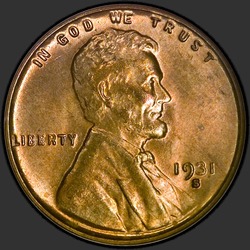 аверс 1¢ (penny) 1931 "미국 - 1 센트 / 1931 - S"