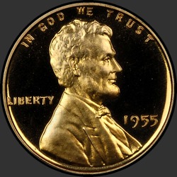 аверс 1¢ (penny) 1955 "USA - 1 sent / 1955 - Proof"