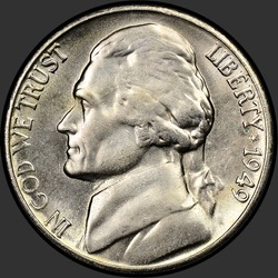 аверс 5¢ (nickel) 1949 "USA - 5 centů / 1949 - S"