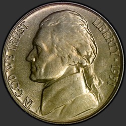 аверс 5¢ (nickel) 1951 "USA - 5 centů / 1951 - P"