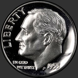 аверс 10¢ (dime) 1955 "USA - Dime / 1955 - Proof"