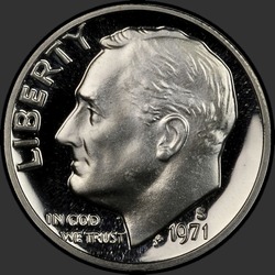аверс 10¢ (dime) 1971 "USA - Dime / 1971 - S Proof"