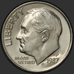 аверс 10¢ (dime) 1987 "USA - Dime / 1987 - P"