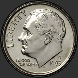 аверс 10¢ (dime) 1993 "संयुक्त राज्य अमरीका - Dime / 1993 - डी"