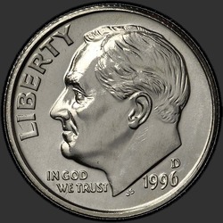 аверс 10¢ (dime) 1996 "USA - Dime / 1996 - D"