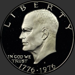 аверс 1$ (бак) 1976 "USA - 1 Dollar / 1976 - {"_":"Silver Proof"}"
