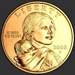 аверс 1$ (buck) 2008 "USA - 1 Dollar / 2008 - {"_":"D"}"