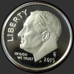 аверс 10¢ (dime) 2015 "Roosevelt 10 ¢ / 2015 / S Proof"