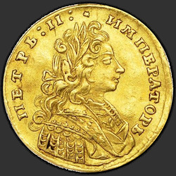 реверс 1 chervonetz 1729 "1 червонец 1729 года. С бантом у лаврового венка"