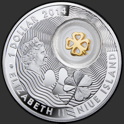 аверс 1$ (buck) 2014 "Символы счастья: Клевер"