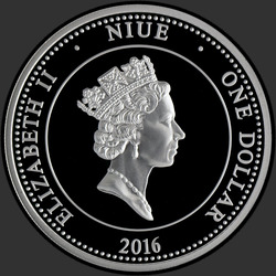 аверс 1$ (buck) 2016 "Бог морей Ауреус Нептун"