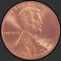 аверс 1¢ (penny) 2017 "Λίνκολν ¢ 1, 2016 / D"