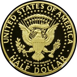 реверс 50¢ (half) 2014 "USA - 50 centů (půldolar) / 1964 - { "_": "Zlato 2014"}"